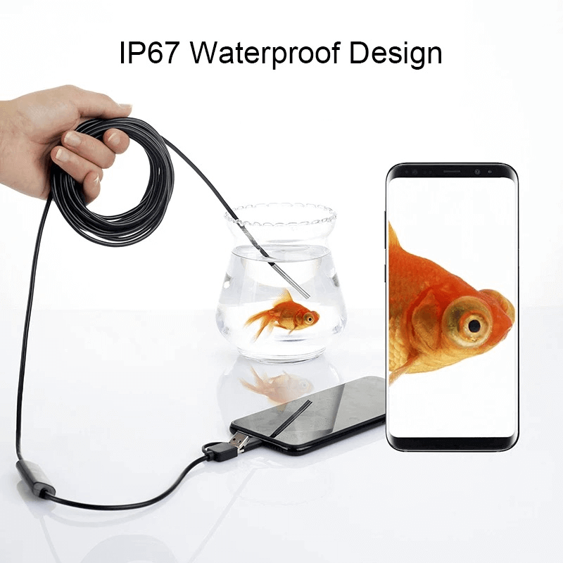v3 In 1 Type C / Micro USB / PC Endoscope Camera 3.5m With HD Lens, Adjustable LED Lights & IP67 Waterproof Design