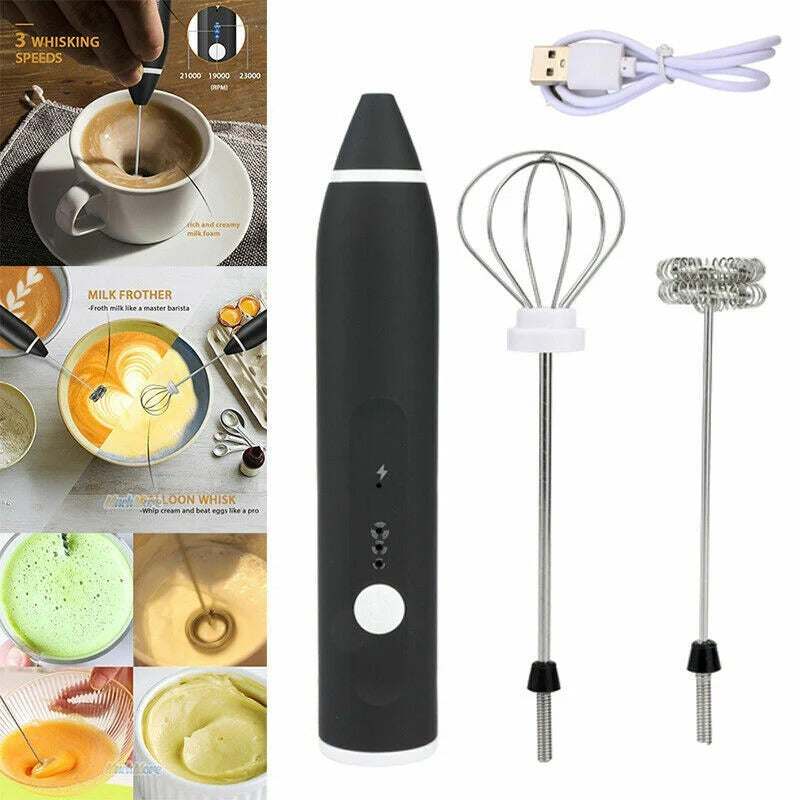 2-in-1 Rechargeable Coffee Beater & Electric Milk Frother – Smooth Mixing, Compact