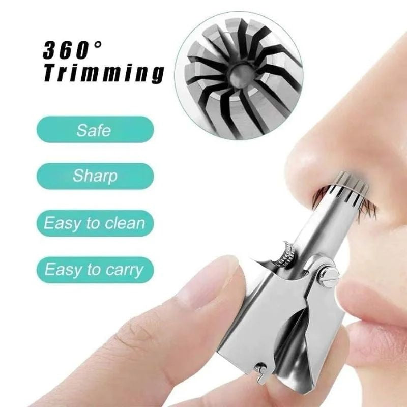 Stainless Steel Manual Nose Hair Trimmer – Portable 6-Teeth Precision Trimming Tool