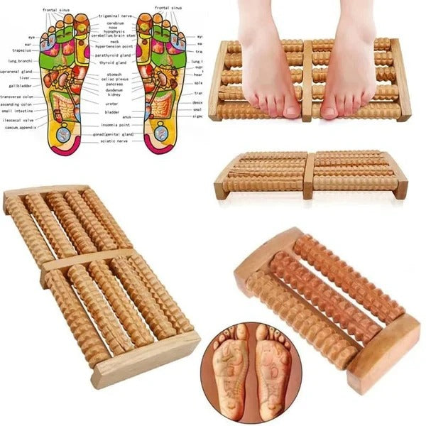 Wooden Roller Foot Massager Durable Natural Wood Design For Relaxation Stress Relief And Improved Blood Circulation