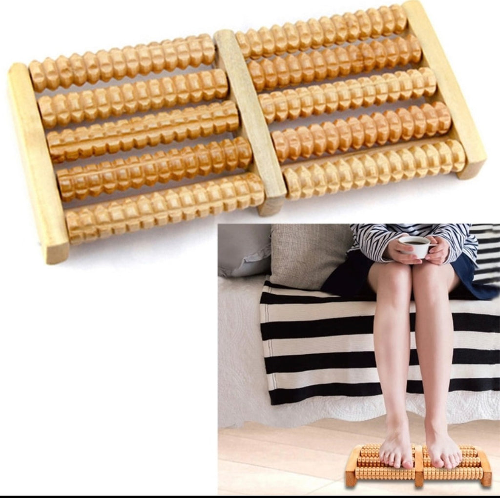 Wooden Roller Foot Massager Durable Natural Wood Design For Relaxation Stress Relief And Improved Blood Circulation