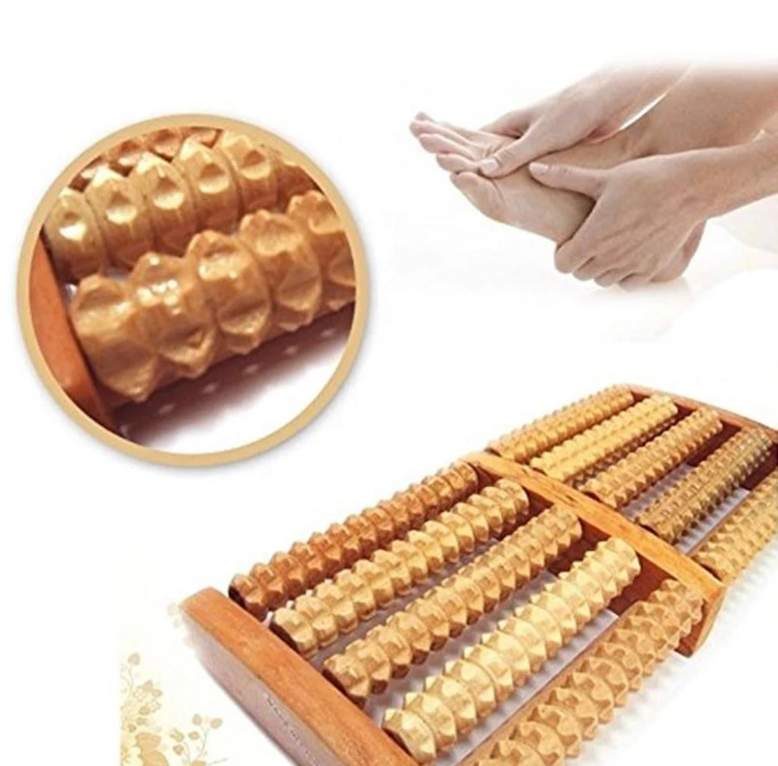 Wooden Roller Foot Massager Durable Natural Wood Design For Relaxation Stress Relief And Improved Blood Circulation