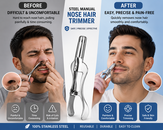 Stainless Steel Manual Nose Hair Trimmer – Portable 6-Teeth Precision Trimming Tool